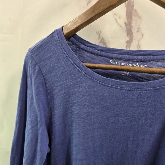 Soft Surroundings T Shirt Womens Small Purple Long Sleeve Layered Tiered Ruffle - Picture 2 of 11